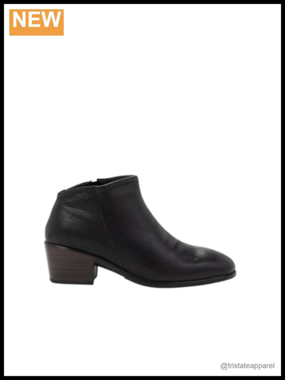 Women's Ankle Bootie Leather Block Heel Zip Closure Comfort